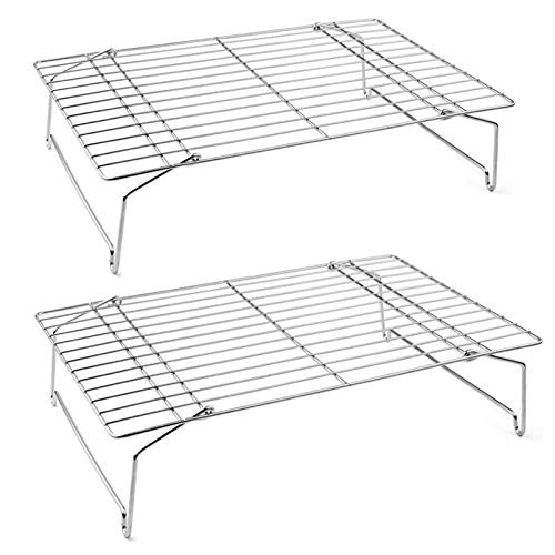 Cooling Rack Set  PandP CHEF 2-Tier Stackable Stainless Steel Wire Racks for Baking Cooking Cooling Roasting  Collapsible and Heavy Duty  Oven and Dishwashe
