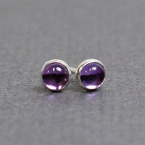 Tiny 3mm Amethyst Stud Earrings in Sterling Silver
