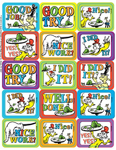 Paper Magic Eureka Dr. Seuss Green Eggs and Ham Stickers, 120 pc, 1.4'' W x 1'' H.