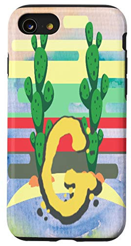 iPhone SE -2020- - 7 - 8 Cactus Gradient Watercolor Monogram Letter G Case