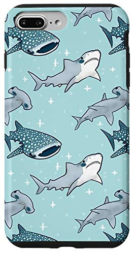iPhone 7 Plus-8 Plus Hammerhead Shark Great White Whale Sharks Ocean Blue Case
