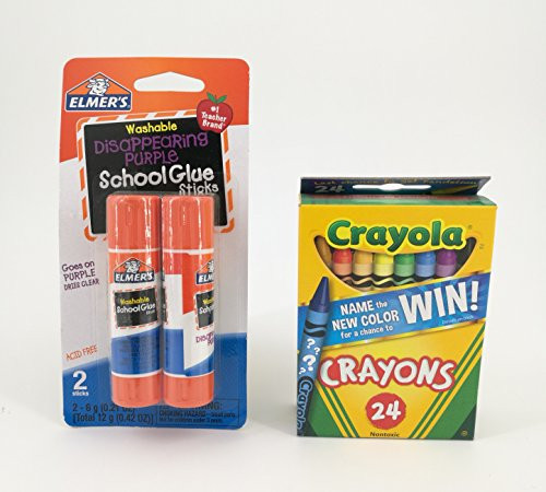 Crayola Crayons and Elmer's Glue Sticks Bundle (Two Items)
