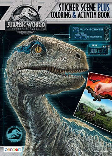 Bendon Sticker Scene Plus Coloring and Activity Book, Jurassic World Fallen Kingdom