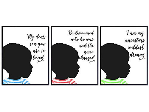 Black African American Boys Bedroom Wall Art - Son Gifts for Boys Room Decor - Inspirational Quotes - Motivational Educational Little Boys Toddler Bo Black African American Boys Bedroom Wall Art - Son Gifts for Boys Room Decor - Inspirational Quotes - Motivational Educational Little Boys Toddler Bo