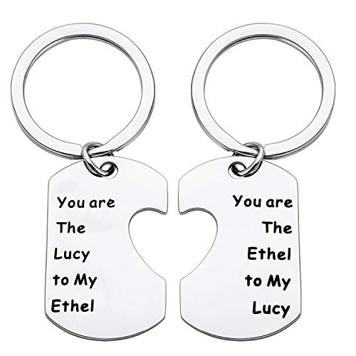 FOTAP Lucy and Ethel Gift You Are The Ethel To My Lucy Keychain SET OF 2 Matching Gift Best Friend Jewelry Classic Character Gift I Love Lucy Fan Gift