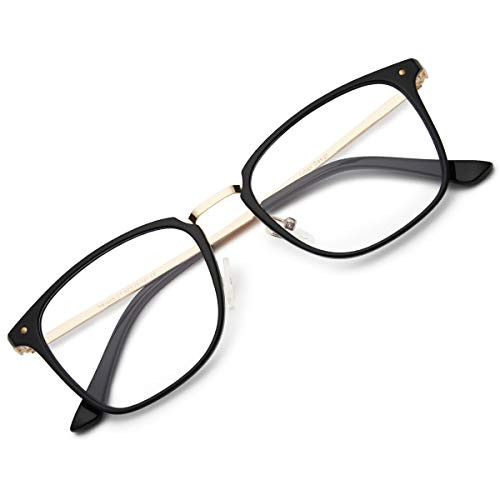 Gaoye Blue Light Blocking Computer Glasses TR90 Lightweight Frame Anti UV Headache for Women Men -Gold Black-