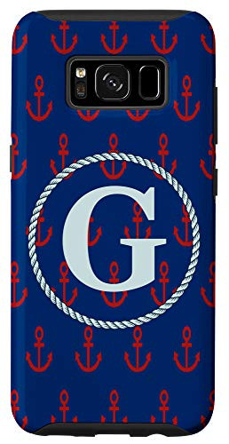 Galaxy S8 Name Initial Letter G Monogram Red Anchor Graphic Pattern Case
