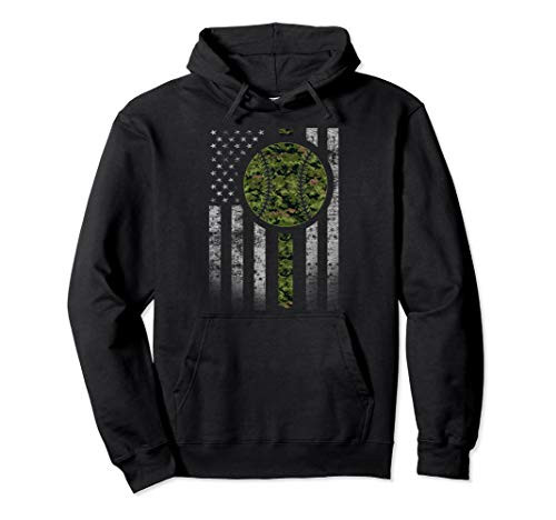 Camouflage Baseball Flag - Baseball Digital Green Camo Pullover Hoodie