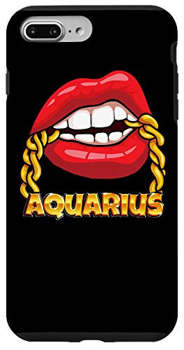 iPhone 7 Plus-8 Plus Juicy Lips Gold Chain Aquarius Zodiac Sign Case