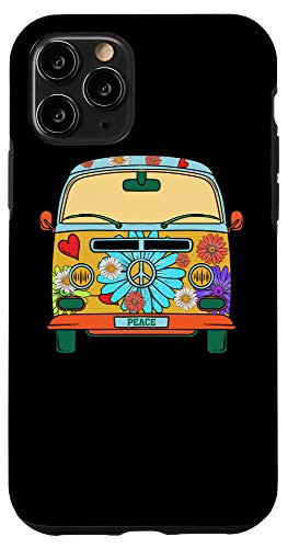 iPhone 11 Pro Vintage Hippie Van Flower Bus Peace Sign 60s 70S Cute Van Case
