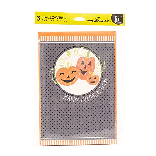 Hallmark Halloween Card Assortment (6 Cards, 6 Envelopes Three Pumpkins)