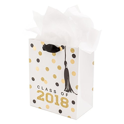 Hallmark Medium Graduation Gift Bag With Tissue Paper (Class of 2018 Tassel With Black and Gold Polka Dots) Hallmark Medium Graduation Gift Bag With Tissue Paper (Class of 2018 Tassel With Black and Gold Polka Dots)
