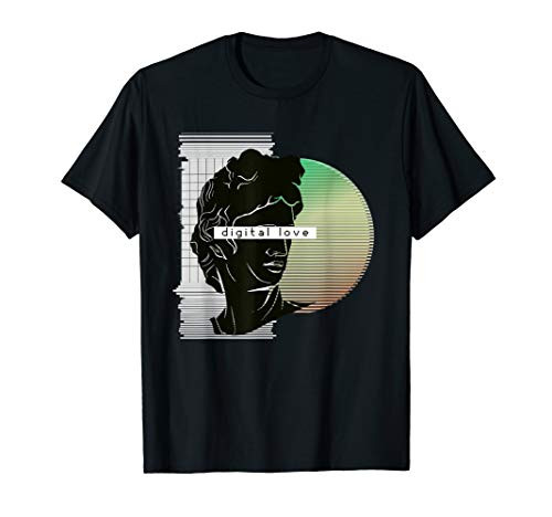 Digital Love Classic Statue Vaporwave Trippy Glitch Art T-Shirt