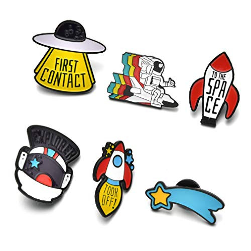 WWBGINF Enamel Lapel Pins Sets Novelty Panda Pin Animal Rainbow Brooches for Clothing Bags Backpacks Jackets Hat Jewelry DIY Accessories -Astronaut-