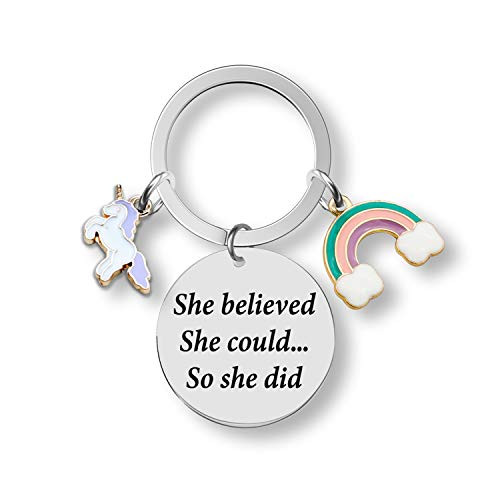 G-Ahora Unicorn Jewelry Unicorn Keychain She Believed She Could So She Did Unicorn Charm Gift for Unicorn Lover