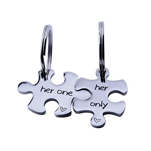 omodofo Puzzle Piece Keychains Set of 2 Gay Boyfriend Couples Jewelry LGBT Lesbian Girlfriend Anniversary Valentines Day Wedding Gifts -Her One and Her