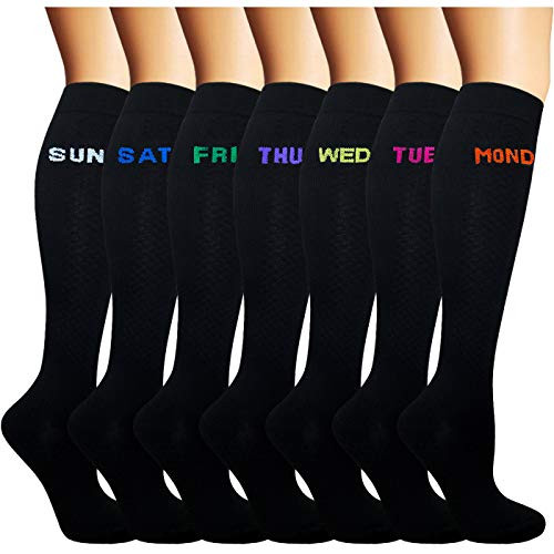 Compression Socks for Women and Men-20-30 mmHg- - Best Medical for Running  Athletic  Nurses  Pregnancy  Flight  Travel  Circulation and Recovery -Assor