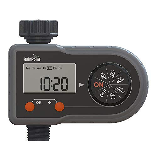 RAINPOINT Digital Sprinkler Timer Programmable Water Timer Single Outlet Auto and Manual Mode Hose Timer 2-5 Inches Screen IP65 Irrigation Controller fo