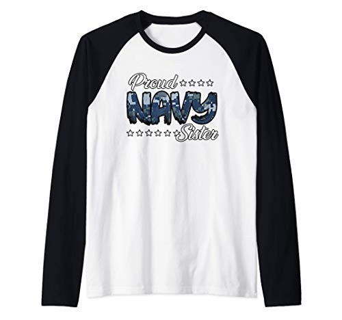 Blue Digital Bold Proud Navy Sister Raglan Baseball Tee