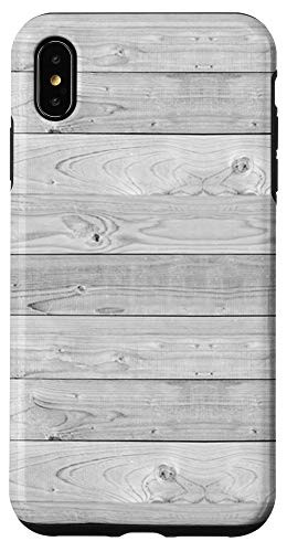 iPhone XS Max Grey Whitewashed Woodgrain Shiplap Rustic Farmhouse Print Case