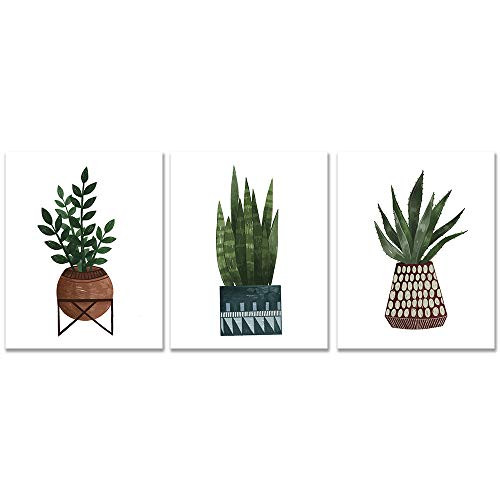 11x14 Set Of 3 Green Leaf Plants Posters-Botanical Prints-Botanical Wall Art-Plant Posters-Home Wall Art-Living Room Posters-Decorations for Bedroom-I