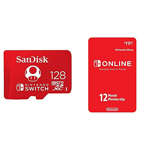 SanDisk 128GB MicroSDXC UHS-I Memory Card for Nintendo Switch with Nintendo Switch Online 12-Month Individual Membership -Digital Code-