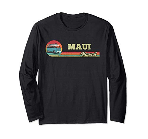 Maui Hawaii surfing - Retro Van Vintage Hawaiian Long Sleeve T-Shirt