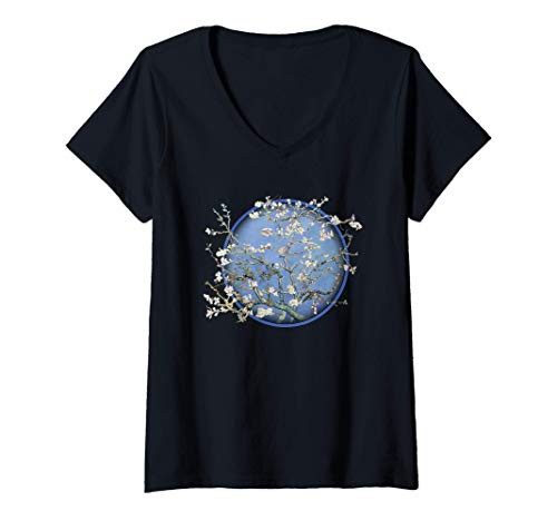 Womens Van Gogh Almond Blossom V-Neck T-Shirt
