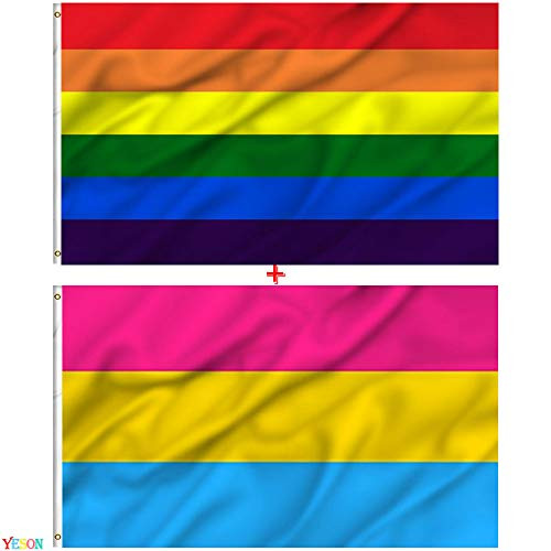 YESON Rainbow Flag 3x5 Foot and Pansexual Pride Flag