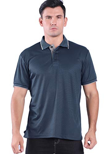 Mens Golf Polo Shirt Quick-Dry Short Sleeve Solid Regular-fit Navy 5XL