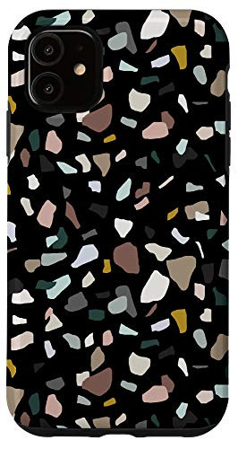 iPhone 11 Terrazzo Abstract Modern Black Neutral Earth Tones Men Women Case