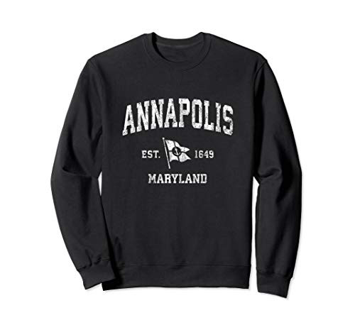 Annapolis MD Vintage Nautical Boat Anchor Flag Sports Sweatshirt