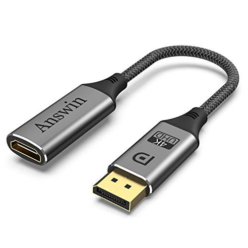 DisplayPort to HDMI Adapter  Answin 4K DisplayPort to HDMI Gold-Plated DP to HDMI Adapter Compatible for HP Dell Lenovo  HDTV  Projector  Desktop and