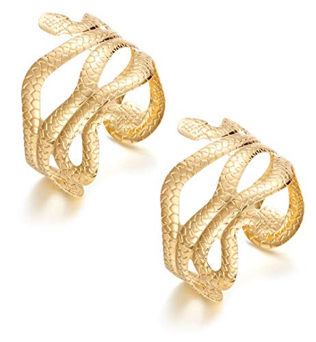 Subiceto 2 PCS Swirl Snake Arm Cuff Armlet Armband Open Bangle Bracelet Gold Color