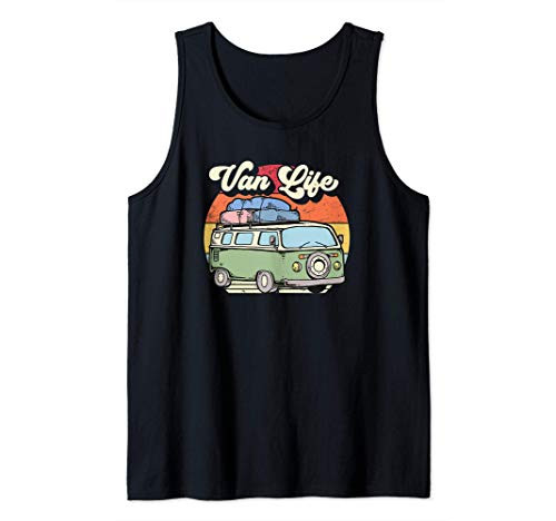 Van Life  Retro 70s Style Sunset Vintage Camper Van Tank Top