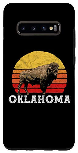 Galaxy S10- Retro Oklahoma and Bison Vintage American Buffalo 80s Sunset Case
