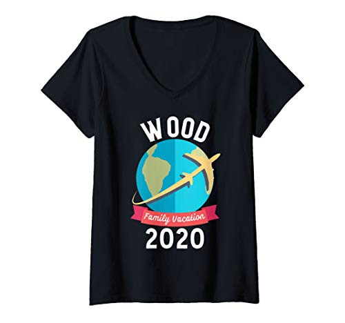 Womens Wood 2020 Family Vacation Matching Family Trip V-Neck T-Shirt
