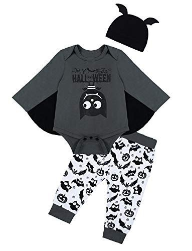 Baby Boy Halloween Bat Costume My First Halloween Outfit -Gray 3-6 Months-