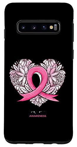 Galaxy S10 cute pink ribbon flowers breast cancer awareness month Case