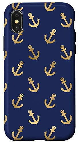 iPhone X-XS Dark Blue Navy Ship Anchor Boat Case