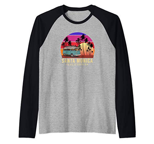 California Santa Monica Vintage Van Surfer Raglan Baseball Tee