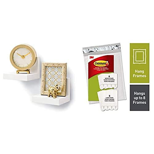 Command Quartz 4 Floating Wall Ledges  2 Pack -Command Medium and Large Picture Hanging Strips  White  8 Medium  8 Large Pairs  Decorate Damage-Free -P