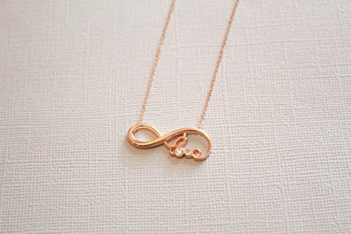 Rose Gold Infinity Sterling Silver Charm Pendant Necklace with 16-3 to 18-3 Adjustable Chain by Handmade Studio Rose Gold Infinity Sterling Silver Charm Pendant Necklace with 16-3 to 18-3 Adjustable Chain by Handmade Studio