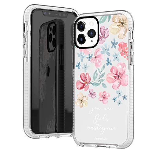 iPhone 11 Pro Case Pink Roses Spring Summer Floral Flowers Bible Verses Inspirational Quotes Gods Masterpiece Trendy Girls Women Soft Protective Clea