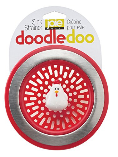 MSC International International 89303 Joie Doodle Doo Kitchen Sink Strainer Basket, Rooster, 4.5-inch, Red
