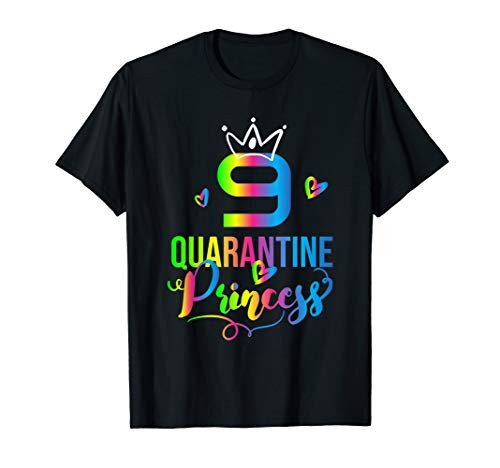 9 Years Old 9th Birthday Quarantine Princess Vibrant Gift T-Shirt