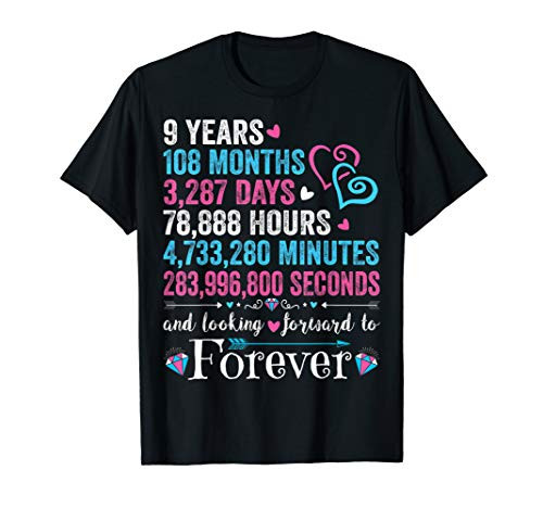 9th Wedding Anniversary 9 Years Marriage Couples Gift T-Shirt