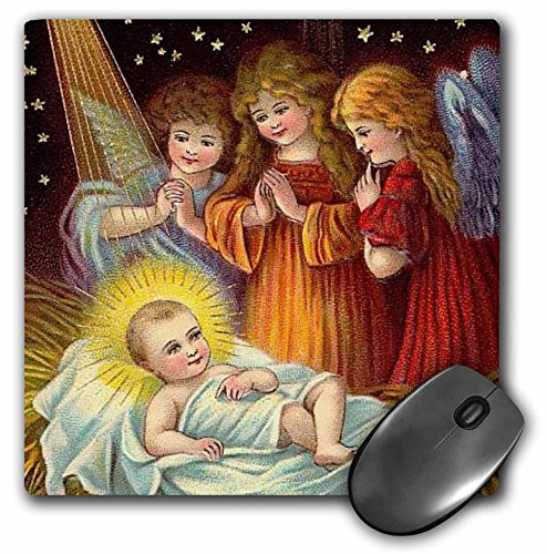 3dRose LLC 8 x 8 x 0.25 Inches Mouse Pad, Vintage Artwork Scottie Christmas Tree (mp_165421_1)