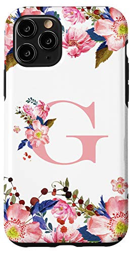 iPhone 11 Pro Flower Pattern Watercolor Floral Monogram Initial Letter G Case