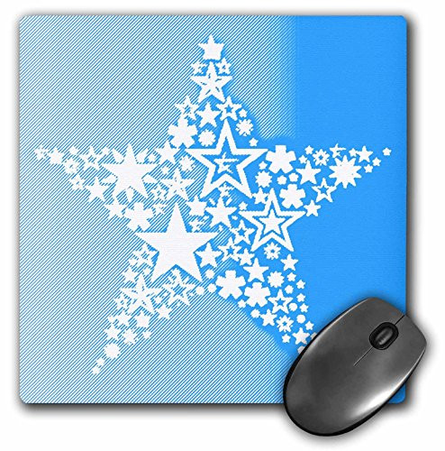 3dRose LLC 8 x 8 x 0.25 Inches Mouse Pad, White And Blue Star - Fun Art - Patriotic (mp_54507_1)